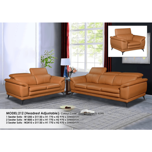 212 HALF LEATHER SOFA SET (1S+2S+3)-3813 CRAY