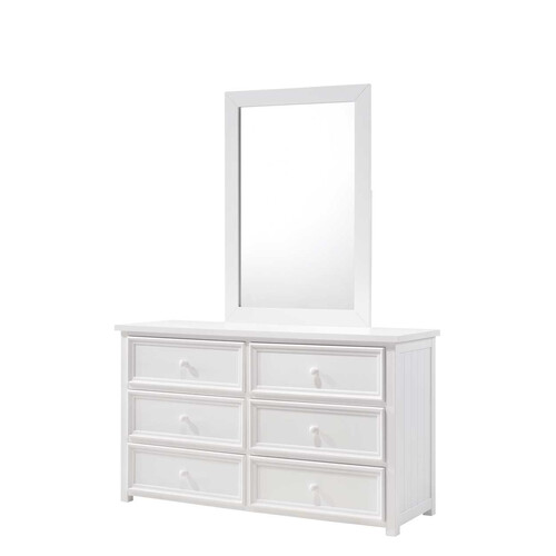 DR-8006-WHT Harmony 6 Drawers Dresser w/Mirror Frame