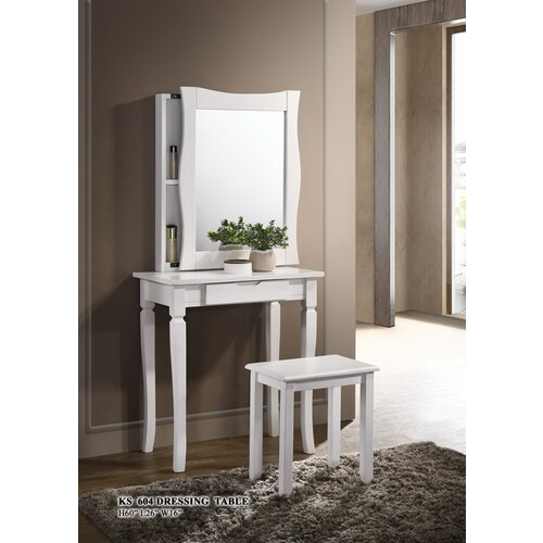 DT-811-WH DRESSING TABLE WITH SLIDING DOOR + STOOL (K/D)