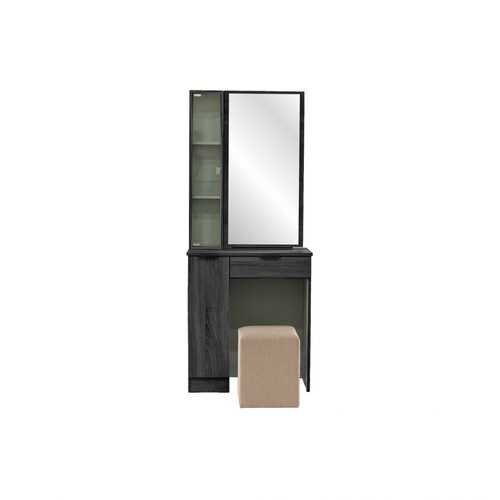 DR-2292(GRY)-PRS Vida Dressing Table with Mirror & Brown Stool