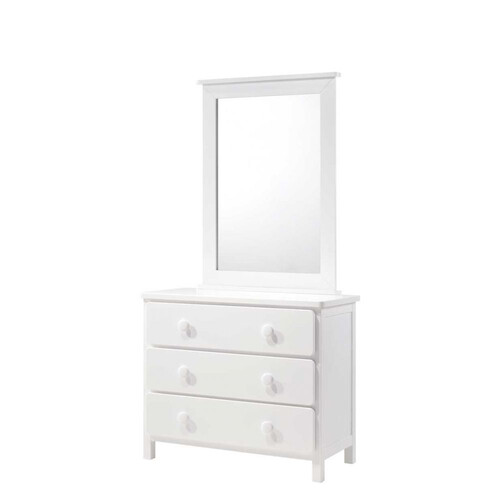 DR-8103-WHT Melody 3 Drawers Dresser with Mirror Frame