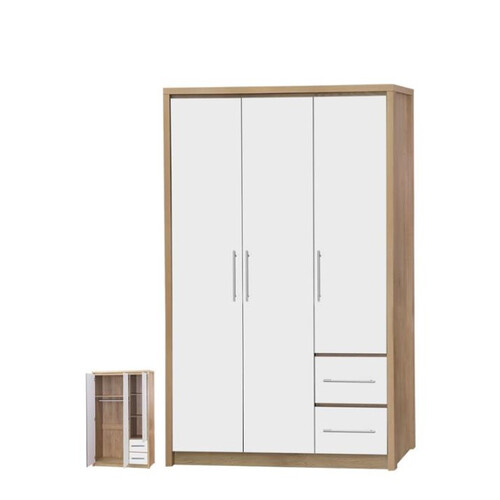 WD-1258HG-OK 3 Doors Wardrobe with High Gloss White