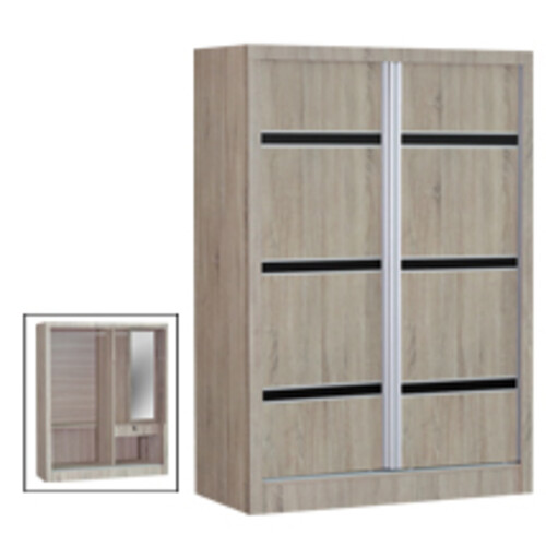 WD-5239-VO 5FT 2 Sliding Doors Wardrobe with Anti Jump Roller