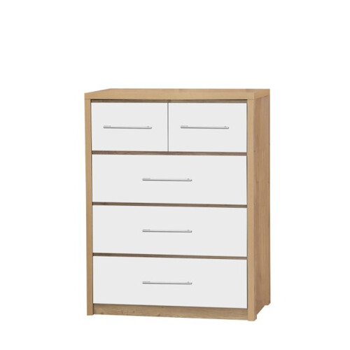 CH-8505HG-OK 5 Drawers Chest With High Gloss White 
