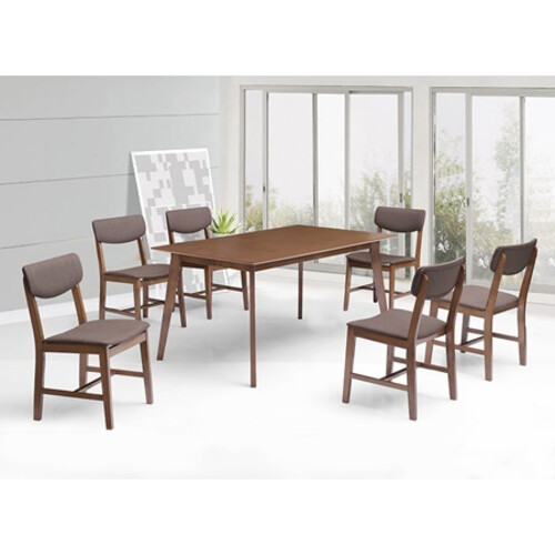 DS-677F-WN Dining Table + 6 Starter Chairs