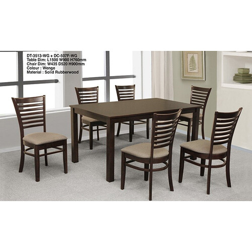 DT-3513-WG 3FTX5FT D/TABLE + DC-507W-WG D/CHAIR W/CS (1+6)