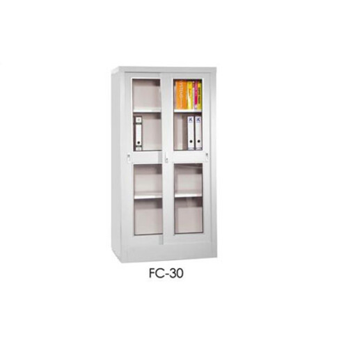 FC-30 METAL CABINET-FULL HEIGHT GLASS SLIDING DOOR WITH 3 SHELF
