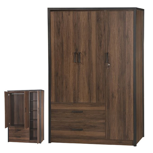 WD-B403-Bro Luci 3 Open Doors Wardrobe (K/D)