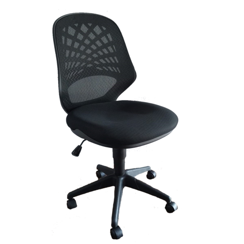 KB-2019 Medium Back Chair, Black/Black  (Mesh)