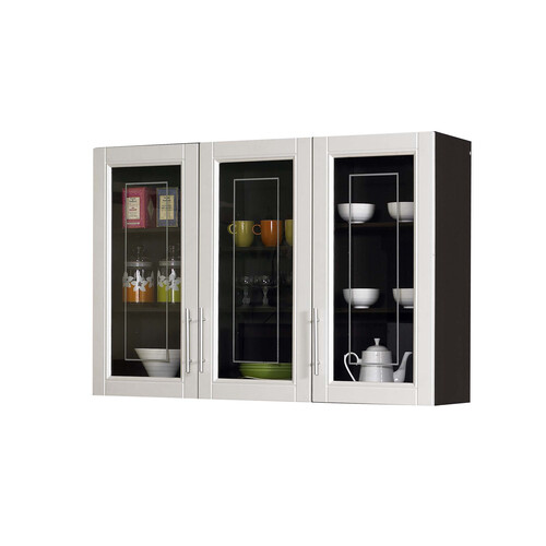 KKT010880 Kitchen Wall Unit 3 Glass Doors 