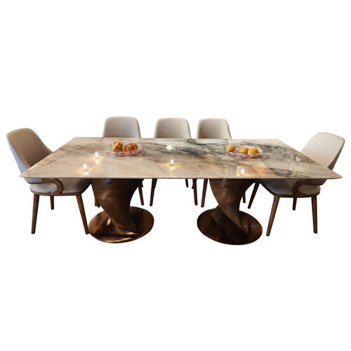 MT-C09#+6655 MARBLE TOP TABLE 220X110CM+MT-968 DINING CHAIR