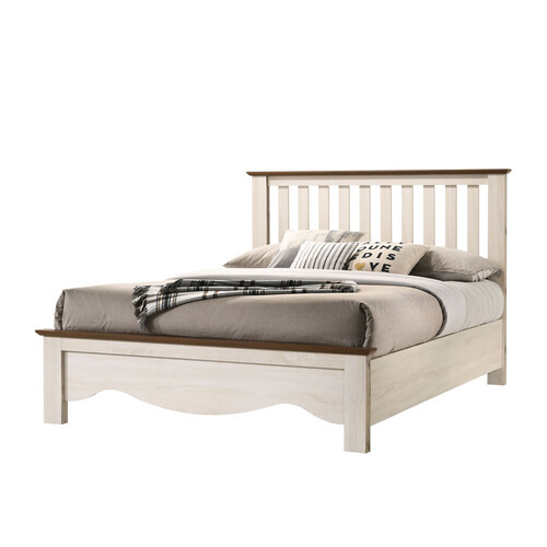 QB-5044-WWN Victoria Queen Bed With Base  