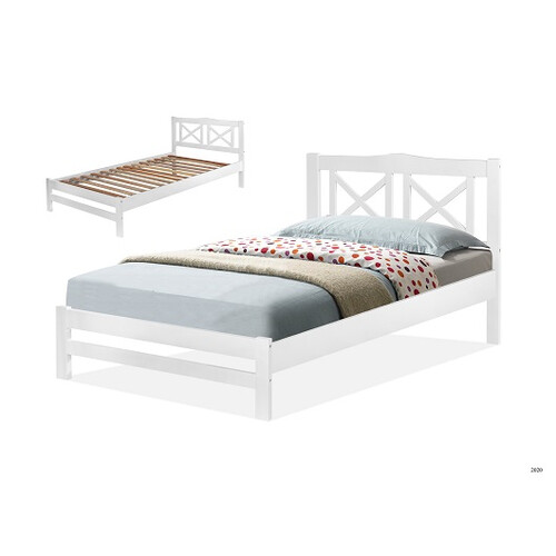 SB-332/42WH 3.5ft Wooden Single Bed with 14pcs Rolling Base 