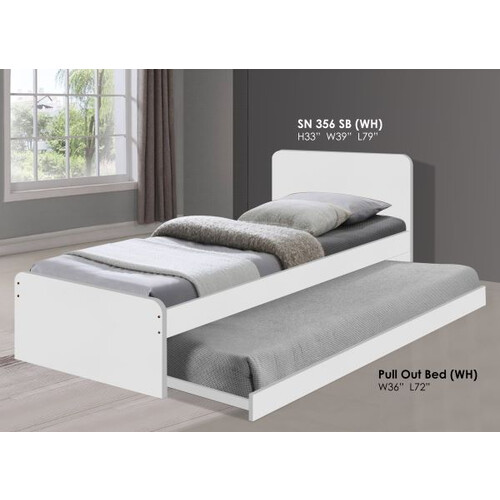 SN 356 SB SINGLE BED-WHITE+ PO-BED PULL OUT BED-WHITE