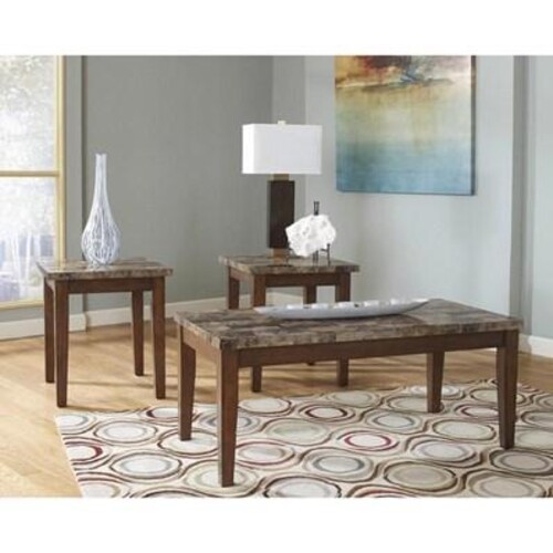 T158-13 Occasional Table Set - Theo; Warm Brown