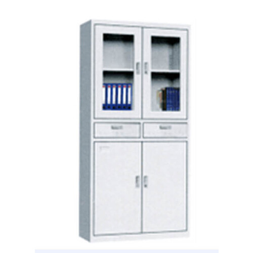 WLS Full Height 2 Glass Door+2 Metal Doors+2 Drawers Cabinet 