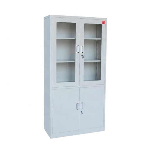 WLS Full Height 2 Glass Door + 2 Metal Door Cabinet 